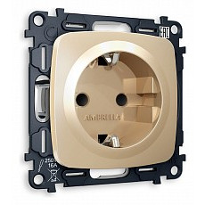 Розетка с заземлением и со шторкой, без рамки ambrella volt quant mo607010